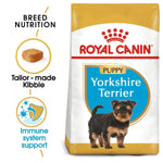 Load image into Gallery viewer, Royal Canin Yorkshire Terrier puppy food bag with product features on a white background