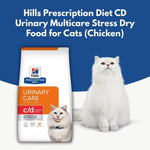 Load image into Gallery viewer, Hills Prescription Diet CD Urinary Multicare Stress Dry Food for Cats with a white cat on a blue background