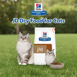 Load image into Gallery viewer, Hills Prescription Diet j/d dry food for cats with a cat and bowl on grass