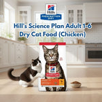 Load image into Gallery viewer, Hill's Science Plan Adult 1-6 Dry Cat Food package with two cats in a kitchen setting.