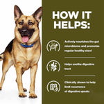 Load image into Gallery viewer, German Shepherd dog with text on a green background about product benefits