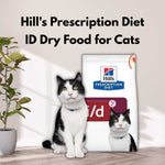 Load image into Gallery viewer, Hill's Prescription Diet ID Dry Food for Cats packaging with a cat sitting next to it on a wooden floor.