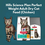 Load image into Gallery viewer, Hills Science Plan Perfect Weight Adult Dry Cat Food packaging with a cat on a blue background