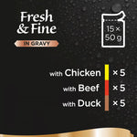 Load image into Gallery viewer, Sheba Fresh & Fine in Gravy Mini Pouches 45 x 50g
With Chicken with Beef With Duck