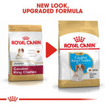 Load image into Gallery viewer, Two packages of Royal Canin Cavalier King Charles dog food with a red arrow and text indicating a new look and upgraded formula.