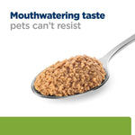 Load image into Gallery viewer, Spoonful of brown pet food with 'Mouthwatering taste pets can't resist' text on a white background