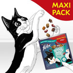 Load image into Gallery viewer, Felix cat food packaging with a black and white cat illustration and 'Maxi Pack' text.
