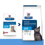 Load image into Gallery viewer, Two packages of Hills Prescription Diet d/d food sensitivities cat food on a white background