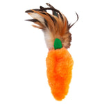 Load image into Gallery viewer, Plush carrot-shaped toy with feathers on a white background
