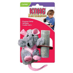 Load image into Gallery viewer, Kong Refillables cat toy packaging with a gray mouse and catnip container on a pink background.