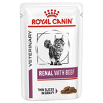 Load image into Gallery viewer, Royal Canin Veterinary Diet Renal with Beef cat food pouch on a white background