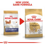 Load image into Gallery viewer, Two packages of Royal Canin Chihuahua dog food with a red arrow between them.