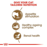 Load image into Gallery viewer, Cat food advertisement with text 'Give your cat tailored nutrition' and icons for appetite stimulation, healthy ageing complex, and renal health.