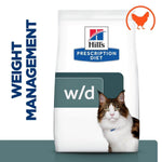 Load image into Gallery viewer, Hill's Prescription Diet w/d Weight Management cat food bag with a cat on the label.