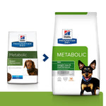 Load image into Gallery viewer, Two packages of Hills Prescription Diet Metabolic dog food on a white background