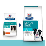 Load image into Gallery viewer, Two packages of Hills Prescription Diet t/d Dental Care dog food on a white background
