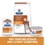 Load image into Gallery viewer, Hills Prescription Diet k/d kidney care cat food packaging with a cat on a white background