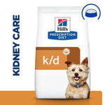 Load image into Gallery viewer, Hills Prescription Diet k/d kidney care dog food packaging with a dog on the label.