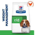 Load image into Gallery viewer, Hills Prescription Diet r/d weight management dog food packaging with a dog's face on it.