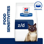 Load image into Gallery viewer, Hills Prescription Diet z/d food sensitivities cat food package with a cat on the label.