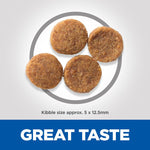 Load image into Gallery viewer, Dog kibble on a gray background with 'GREAT TASTE' text