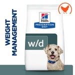 Load image into Gallery viewer, Hills Prescription Diet W/D weight management dog food package with a dog on the label.