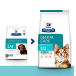Load image into Gallery viewer, Two packages of Hill's Prescription Diet t/d Dental Care dog food on a white background