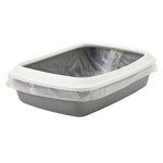 Load image into Gallery viewer, Gray pet litter box with a white plastic cover on a white background