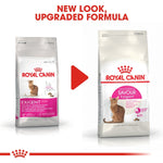 Load image into Gallery viewer, Two packages of Royal Canin Exigent cat food with a red play button graphic.