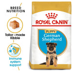 Load image into Gallery viewer, Royal Canin German Shepherd Puppy food packaging with key benefits highlighted.