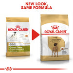 Load image into Gallery viewer, Two packages of Royal Canin Great Dane dog food with a red arrow between them.
