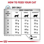 Load image into Gallery viewer, Feeding chart for cats with weight and body condition guidelines.