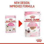 Load image into Gallery viewer, Two packages of Royal Canin Kitten food with text about a new design and improved formula on a white background.