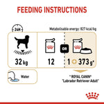 Load image into Gallery viewer, Royal Canin feeding instructions for Labrador Retriever Adult on a white background