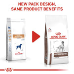 Load image into Gallery viewer, Two packages of Royal Canin Veterinary Diet Gastrointestinal Low Fat on a white background with text about new packaging design.