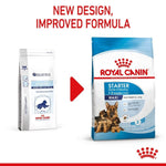 Load image into Gallery viewer, Two Royal Canin dog food packages with text indicating a new design and improved formula.