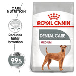 Load image into Gallery viewer, Royal Canin Dental Care Medium dog food packaging with text highlighting benefits
