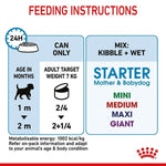 Load image into Gallery viewer, Feeding instructions for a dog food product with icons and text on a white background.