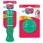 Load image into Gallery viewer, Kong Squeeze dental toy packaging with green dog toy on a white background