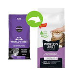 Load image into Gallery viewer, Two packages of World's Best Cat Litter with a hand holding a cat on the white package.