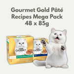 Load image into Gallery viewer, Gourmet Gold Pété cat food packaging with a white cat on a light gray background

