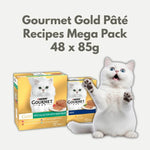 Load image into Gallery viewer, Gourmet Gold Pété cat food packaging with a cat illustration on a white background
