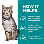 Load image into Gallery viewer, Cat with a blue collar on a white background, next to text about pet product benefits.
