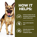 Load image into Gallery viewer, German Shepherd dog with text on a green background about product benefits
