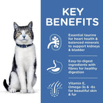 Load image into Gallery viewer, Cat with key benefits listed on a blue background
