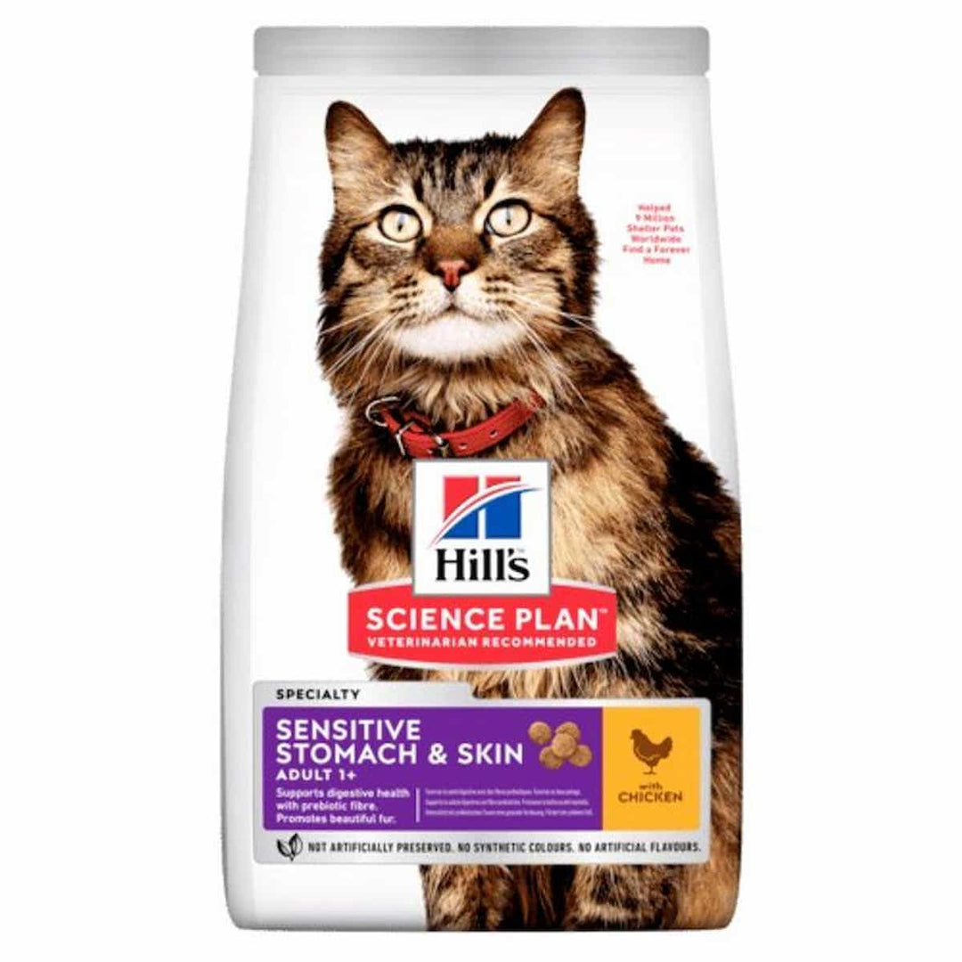Hill's Science Plan cat food bag with a cat on the label against a white background