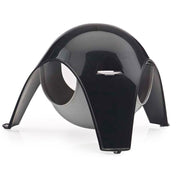 Black modern vase with curved design on a white background