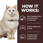 Load image into Gallery viewer, White cat with a brown background featuring text about a product&#39;s benefits
