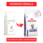 Load image into Gallery viewer, Two packages of Royal Canin Veterinary Diet cat food with a red arrow pointing from one to the other, on a white background.
