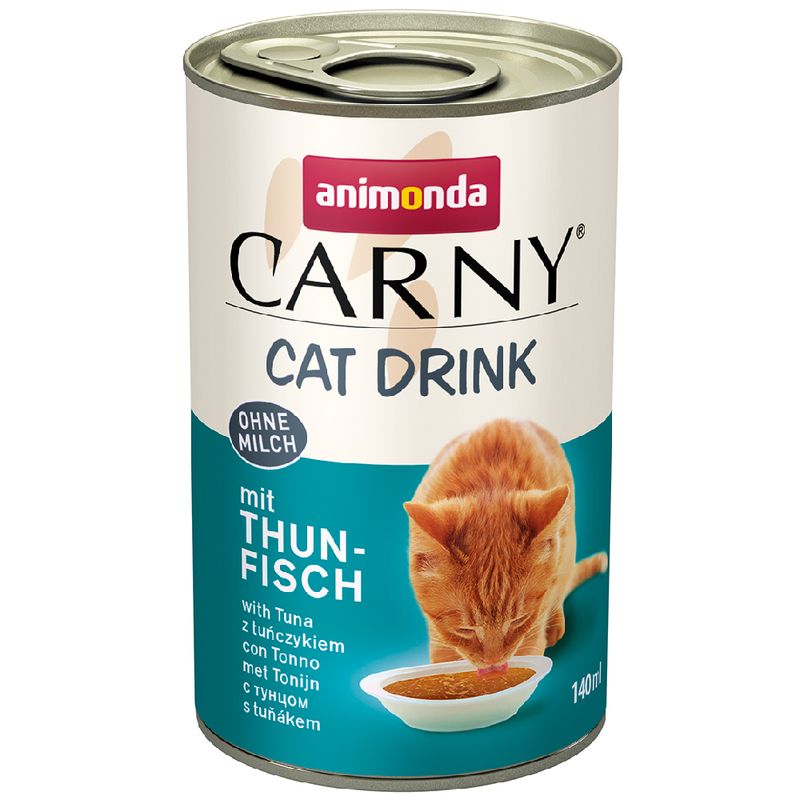 Can of Animonda Carny Cat Drink with tuna flavor on a white background